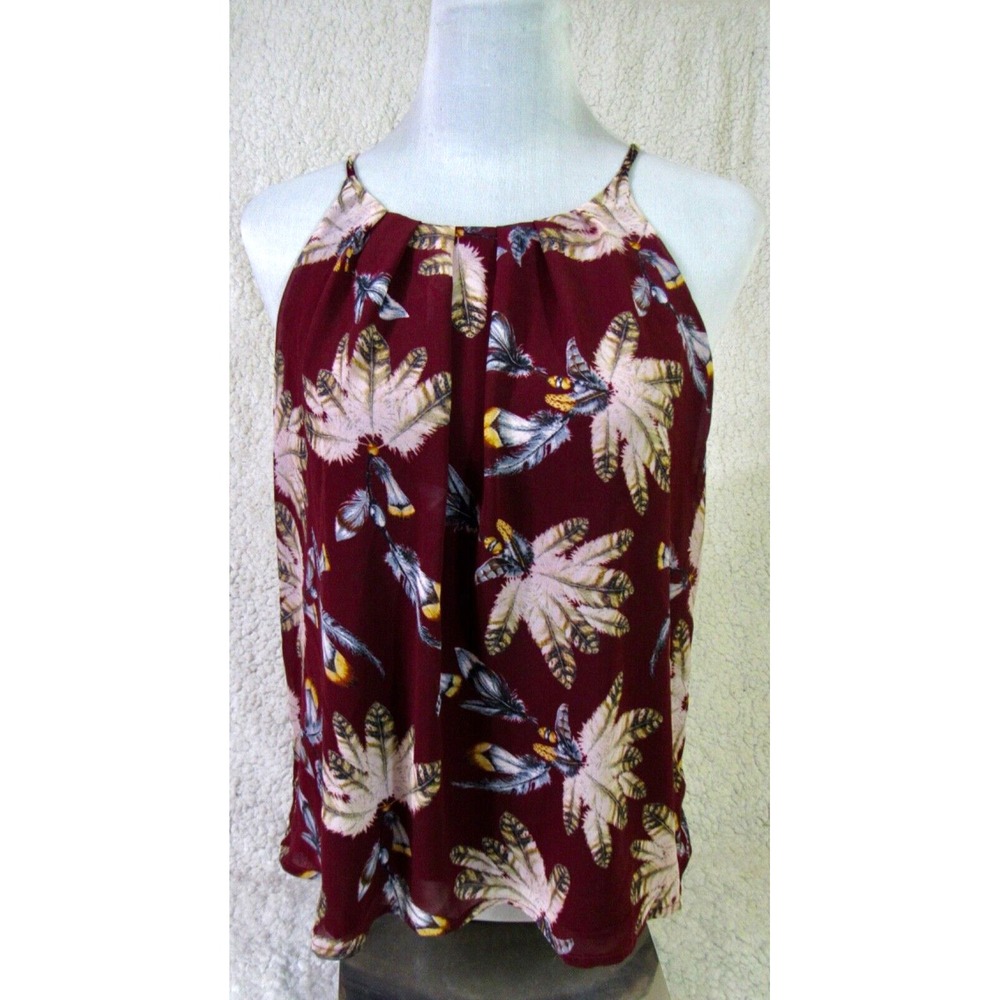 DNA Couture Sleeveless Burgundy Red Sheer Summer Blouse size S